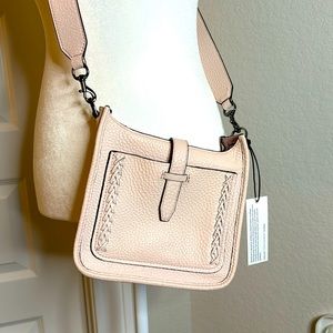 NEW!! REBECCA MINKOFF CROSSBODY/FEED BAG WHIPSTICH COLOR SOFT BLUSH/BABY PINK